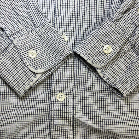 Gap Men's Standard Fit Button Up Dress Shirt Long Sleeve Navy Blue Gingham Check - Picture 5 of 7